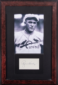 Rogers Hornsby Signed Index Card With Photo In 13x20 Framed Display (JSA)